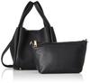 [ARROWS&Company Ltd.] Ca00348 Square Synthetic Leather Bag with Pouch, Shoulder Strap, 2-Way, Lightweight, Black, 973-1008