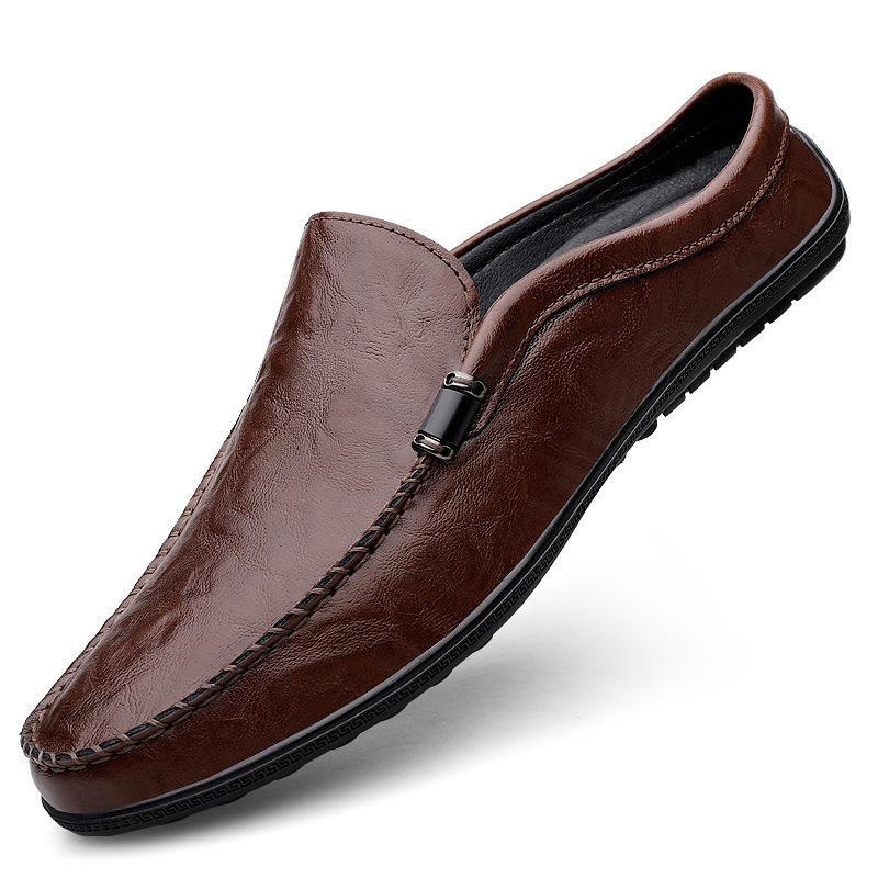 Mueller Men's Low-Top Slip-On Loafers - Spring/Summer Cowhide Casual Shoes, Large Size