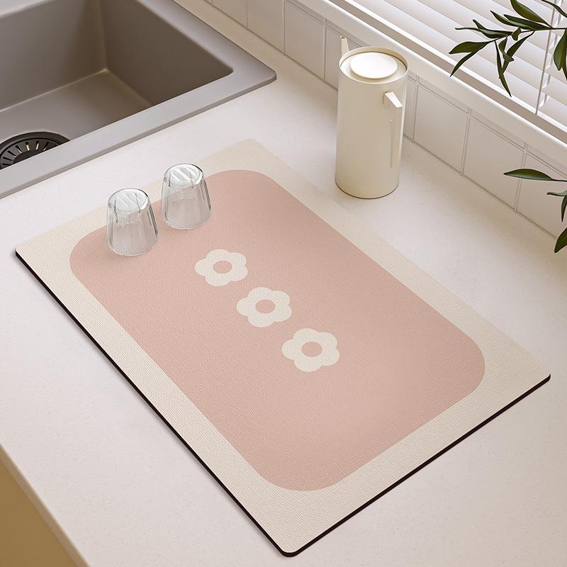 Small Fresh Kitchen Countertop Mat Dirt Resistant Heat-resistant Heat-insulating Pad Water Absorbing Quick Drying Anti Slip Pad