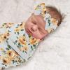 2 Teile/satz Neugeborenen Baby Empfang Decke Stirnband/Hut Baumwolle Swaddle Wrap Handtuch