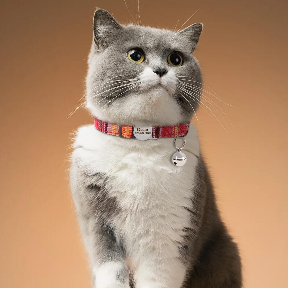 Custom Nylon Cat Collar Quick Release Small Dog Cats Collars Adjustable Pet Kitten Necklace With Bell Safety Breakaway For Cats