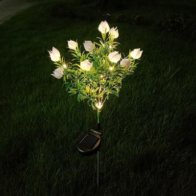 Solar Gardenia Flower LED Garden Lantern Lights, 2-Pack