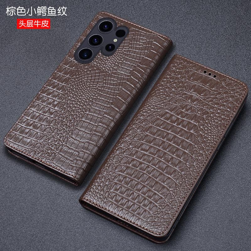 Luxury Genuine Leather Wallet Business Phone Case For Samsung Galaxy S24 Ultra Plus Cover Credit Card Money Slot Cover Holster