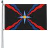 1 Stück Assyrische Flagge - 91,44 x 152,4 cm Einseitige Outdoor-Gartenflagge, Lebendige Rote, Blaue, Gelbe und Schwarze Streifen mit Weißem Sternen-Design, Langlebig, Wetterfest
