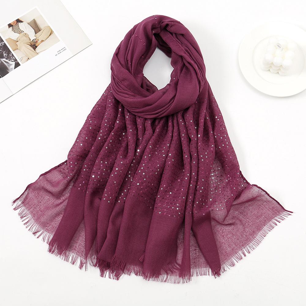 Autumn Winter New Candy Color Sequin Scarf Women Girls Rough Selvedge Scarves Soft Sunscreen Outdoor Shawl Female Wrap Shawls