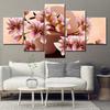 Canvas Painting HD Pink magnolia flowers 5 Pieces Wall Art Painting Modular Wallpapers Poster Print for living room Home Decor
