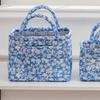 Vintage Foldable Laundry Basket with Side Pocket Quilted Storage Basket  Travel