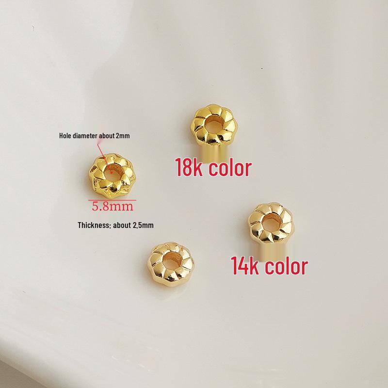 14K Gold-Filled Sunflower Charm Bracelet/Necklace Beads - Melon Pattern Spacers for DIY Jewelry