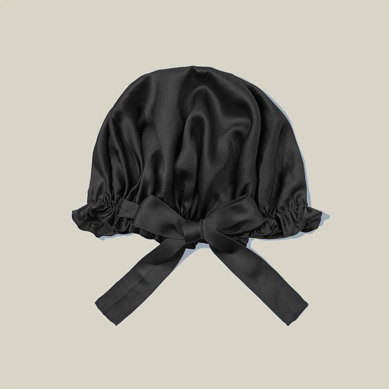 New Arrival 6A Grade 100% Real Silk Bonnet Silk Turban 19mm Silk Bonnet for Sleeping Women чёрный