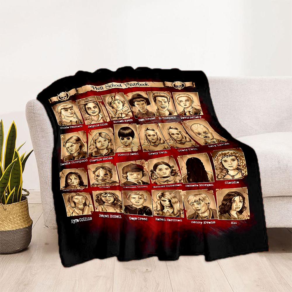Halloween Horror Icons Blanket Ultra-Soft Suitable for Seaside Bed Livingroom All-Season Use Playful Design Perfect Gift for Relatives and Friends