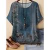 Summer 3D Printed Color Retro Flowers Striped Pattern T-shirt Loose Comfortable Large Size Fashion O-neck T-shirt