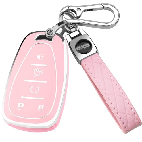 Für Chevy Autoschlüsselhülle mit Schlüsselanhänger, Weiche TPU-Schlüsselhülle Schale Vollschutz für 2016-2021 Chevy Equinox Malibu Camaro Cruze Blazer Traverse Trax
