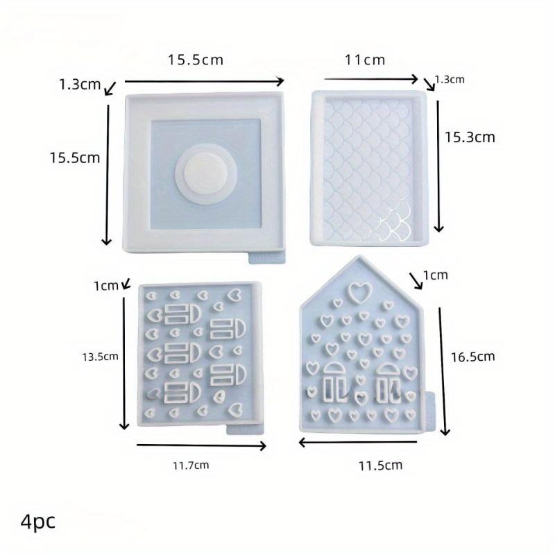 4Pcs/set 3D House Heart Silicone Molds for Resin Concrete Love House Candle Holder Mold House Shaped Decoration Ornaments Gypsum Mold