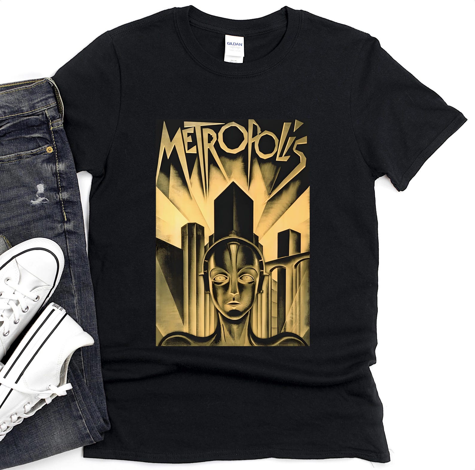 Metropolis Movie T-Shirt, Vintage Sci-Fi Film Tee 4XL