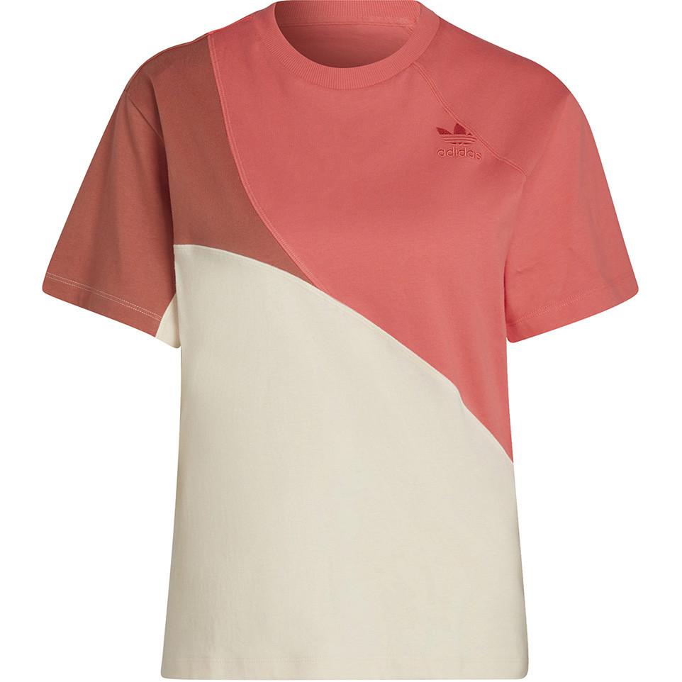 Adidas Color Block Fashion Simple Versatile Short Sleeve T-Shirt Women Tops White Pink HC7047 30