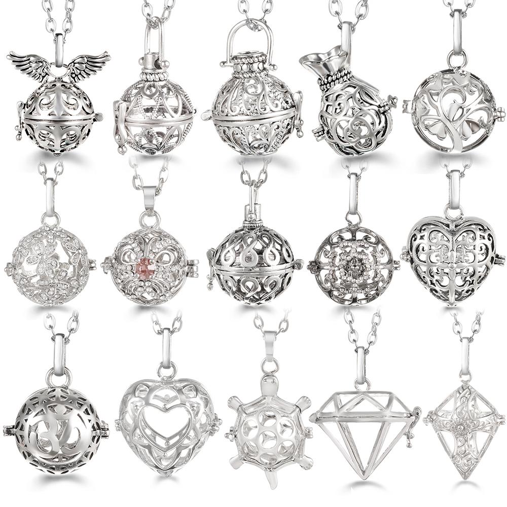 Russia Tradition Chime Exquisite Angel Wings Caller Necklace Essential Oil Diffuser Pregnant Woman Aromatherapy Pendant Jewelry