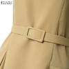 ZANZEA Women Square Collar Casual Short Sleeve Elegant Long Dress