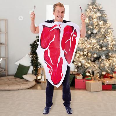 Oblečení na vystoupení Falešný steak Visící na krku Jasné barvy Volné Halloween Party Cosplay Scény Kostýmy na vystupování Foto Prop