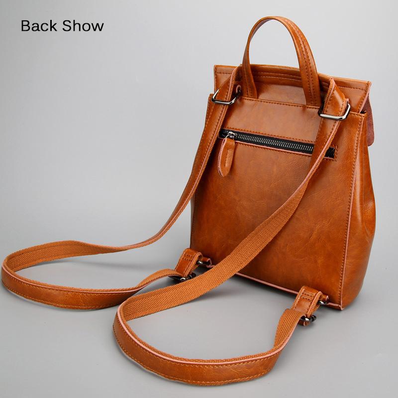 Mochilas femininas retrô 2025, mochila de couro legítimo, mochila de luxo simples para mulheres, bolsa transversal de ombro em couro bovino natural