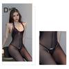 Women Jumpsuit Hollow Out Open Crotch Ultra Thin Skinny Slim Fit Elastic Low-cut Sleeveless Halter Neck Cosplay Honeymoon Wedding Night Jumpsuit