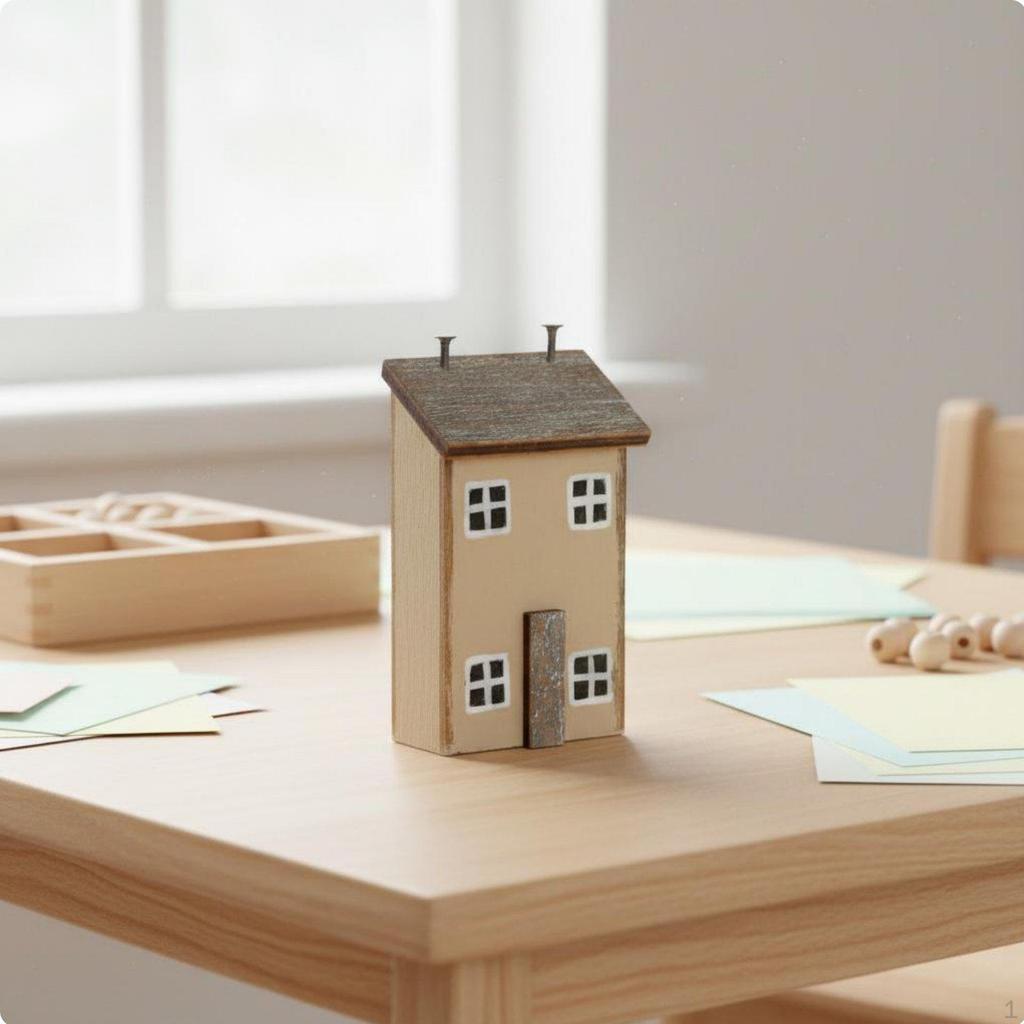 Houten Huis Ornament Creatieve DIY Kleine Decoratie Handgemaakt voor Kinderen, Knutselaars, Bureau,