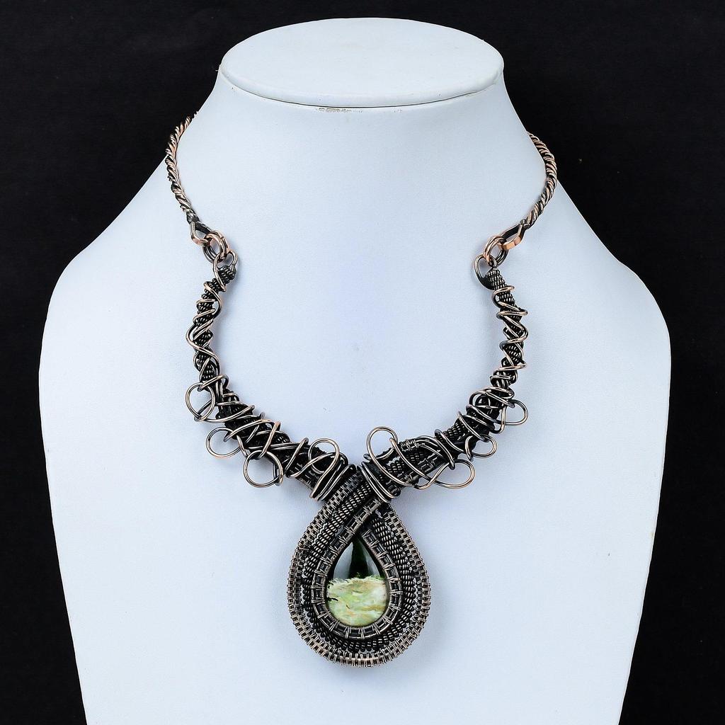 Australian Chrome Chalcedony Necklace Copper Wire Wrapped Necklace Adjustable Gemstone Necklace Copper Jewelry Bridal Gift Handmade Necklace