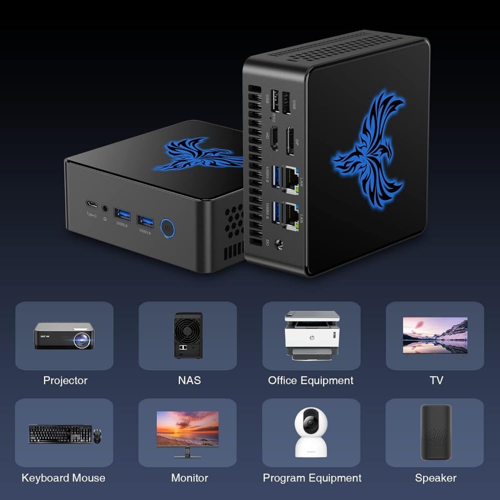 GZBOX Mini PC Mały komputer z systemem Windows 11 Pro wyposażony w procesor AMD Ryzen 7 7735HS Mały komputer 8 GB DDR5 500 GB NVME calowy dysk twardy SATA Konsola do gier Mini komputer 4K 3