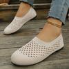 Women's Fashion Plus Size Breathable Mesh Hollow Round Toe Loafers Slip On Casual Flats Lightweight Comfortable Shoes