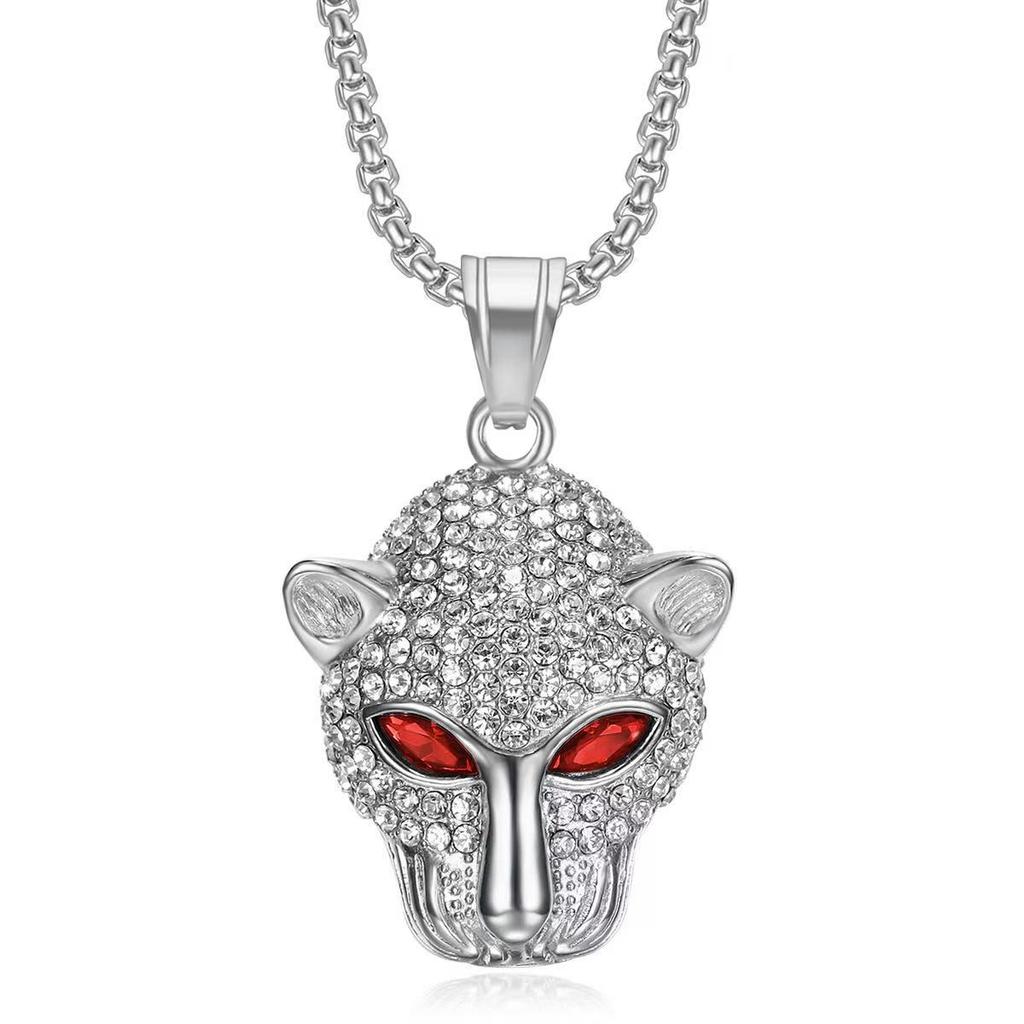 Vintage Stainless Steel Leopard Head Pendant Necklace Gothic Hip Hop Classic Animal Necklaces for Men Fashion Party Jewelry Gift