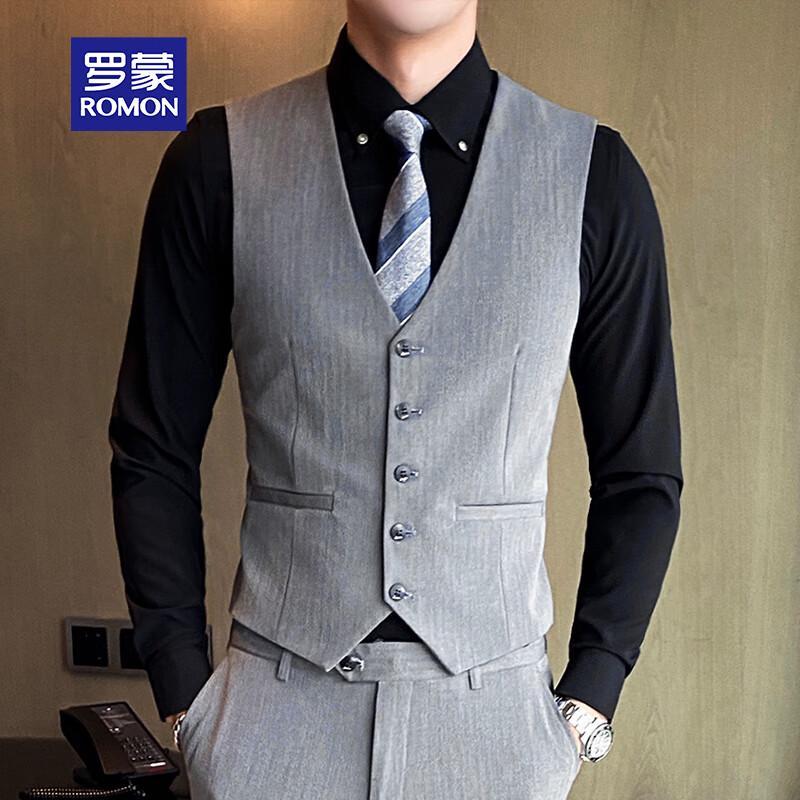 ROMON Men s Double-Breasted Slim Fit Suit Set 38