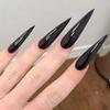 Long Pointed False Nail Tips - Dark Solid Colors for Edgy Style