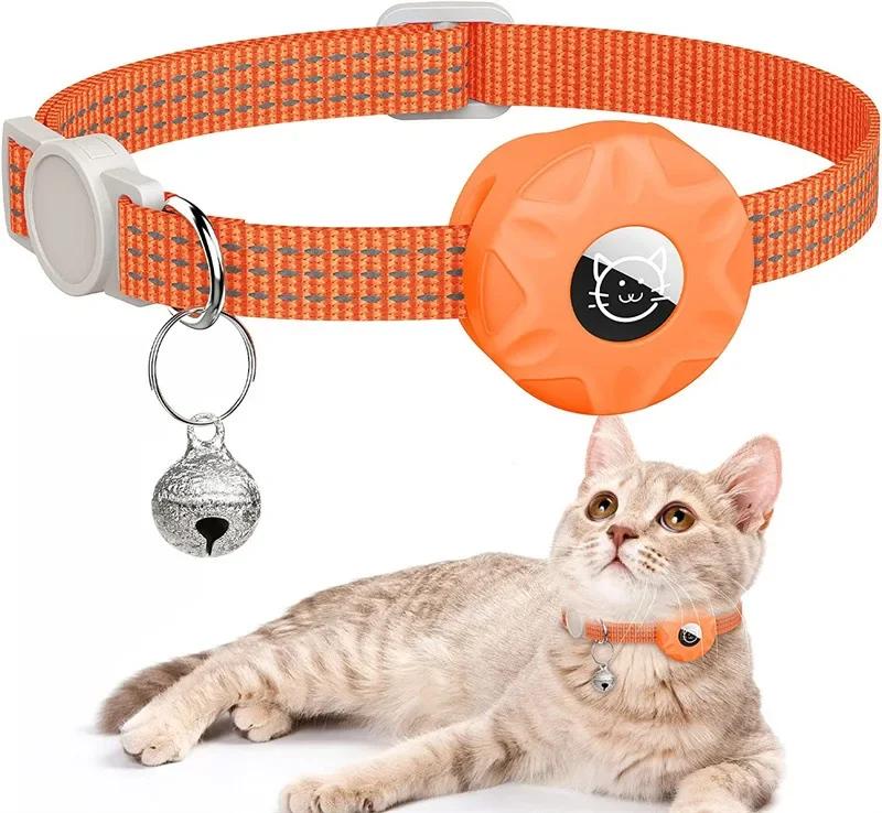 Per Collare per Gatto Apple AirTag, Collare per Animali Air Tag con Supporto AirTag e Campanellino Riflettente GPS Collare per Gattini per Ragazza Ragazzo Gatti gatos