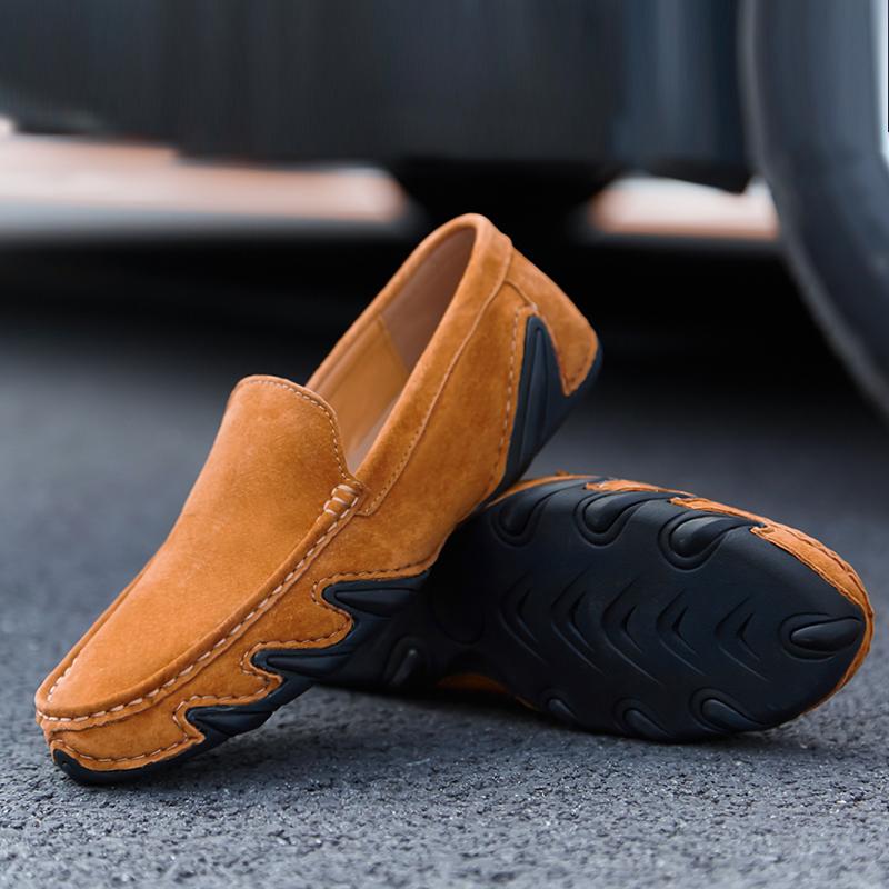 Suede Leather Men's Loafers Soft Soled Moccasins Formal Leather Business Shoes Driving Flats Casual Slip on Male Shoes