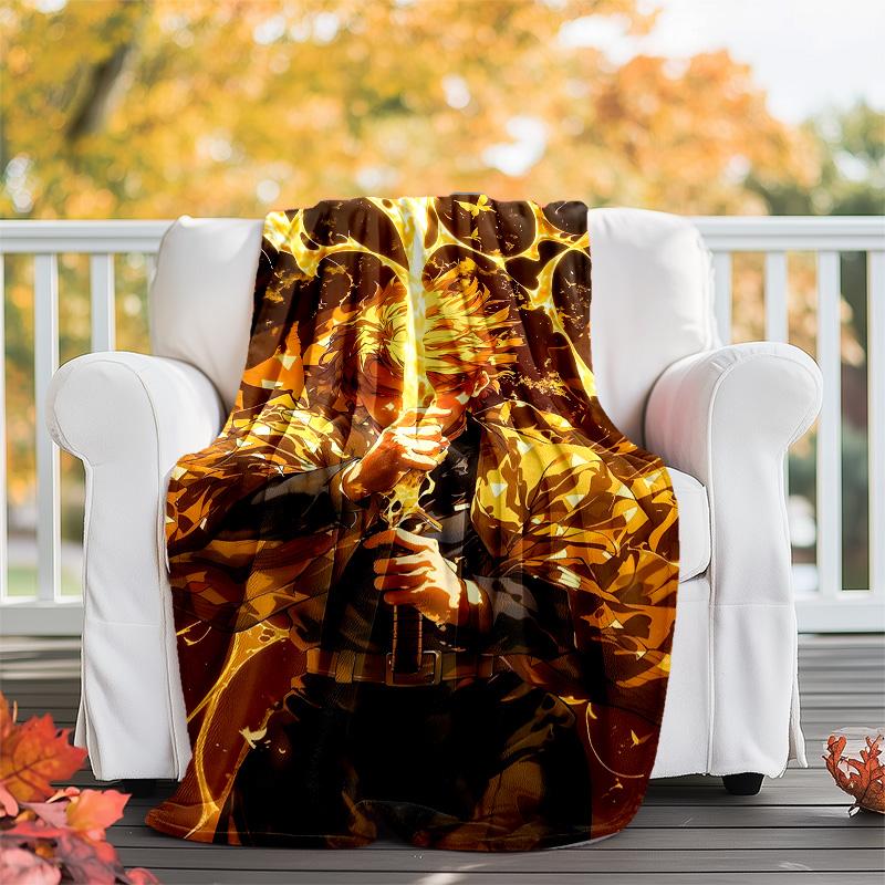 1pc Agatsuma Zenitsu (3) Theme Blanket - Digital Print, Polyester, Cozy for All Seasons, Perfect for Outdoor, and Travel