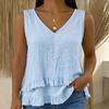 Blusa Estiva da Donna con Scollo a V Senza Maniche Larga con Orlo Arricciato Leggera a Strati Tunica Casual per Uso Quotidiano