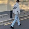 Mid-waist Guochao micro-elastic hip-hop graffiti skateboard high street new quality micro-pull jeans trend