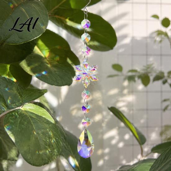 Faux Crystal Sun Catcher for Windows Catcher Hanging Prism Suncatcher Snowflake Rainbow Maker Pendant Artistic Home Decor Gifts Window Christmas