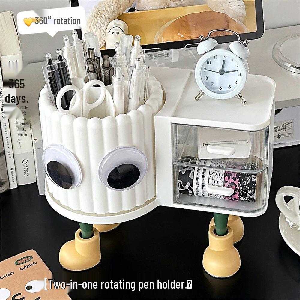 Rotating Cosmetic Organizer: Dust-proof Makeup Brush Holder, Desktop Pen Cup, Lipstick & Eyeshadow Storage.