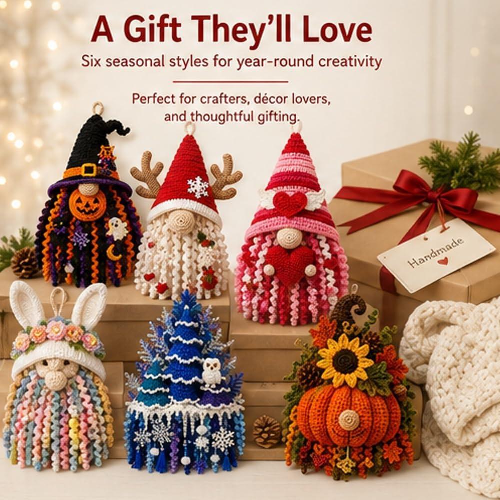 DIY Seasonal Crochet Kit, Handmade Knitting Craft Set for Table & Door Decor