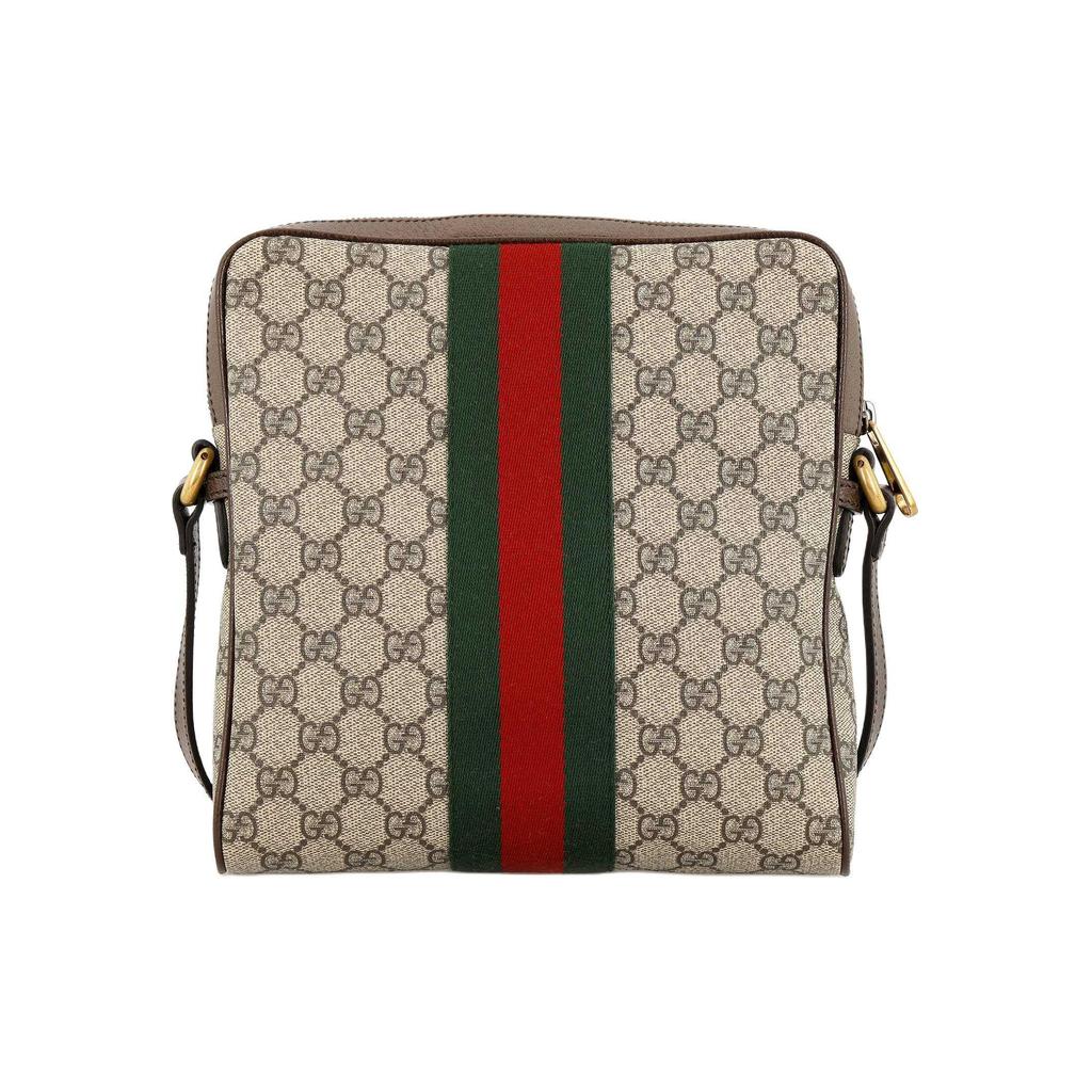 Gucci Ophidia Logo Stripe Webbing Canvas And Leather Shoulder Bag Small Men Shoulder Bag Ebony 547926-96IWT-8745