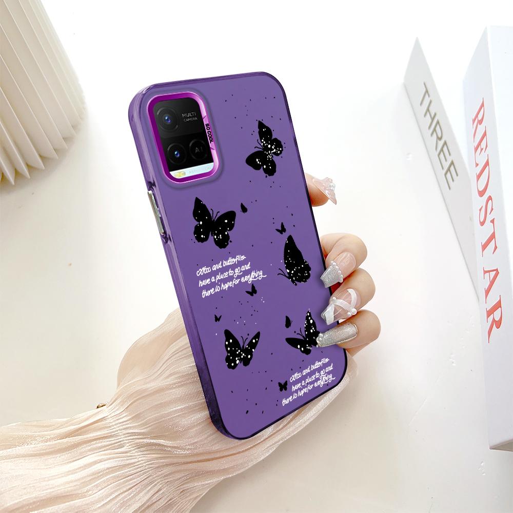 

Окрашенный узор, красочный серебристый, двухсторонний, жесткий, противоударный чехол для телефона Vivo Vivo Y19S темно-фиолетового