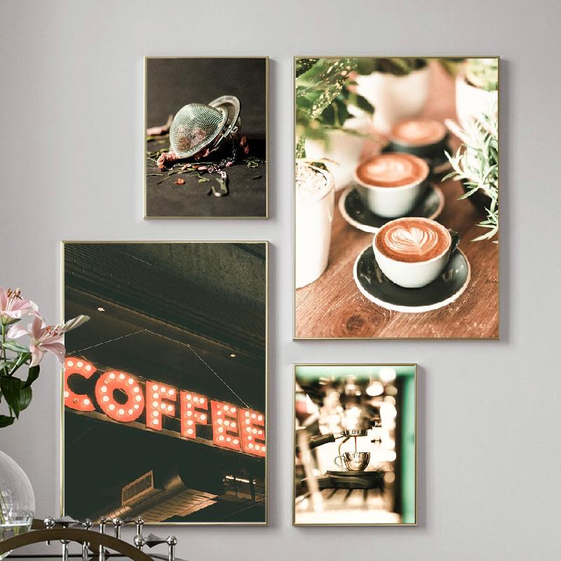 Cappuccino Coffee Machine Photo Espresso Posters and Prints Canvas Painting Cafe Shop Kitchen Decor Wall Art Pictures Gifts