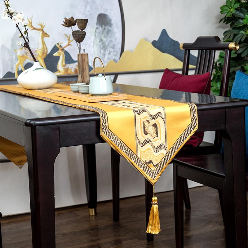 New Chinese-style Tablecloth Vintage Table Runner Tassel Decoration Luxury Home Table Cloth TV Cabinet Doilies Table Decoration