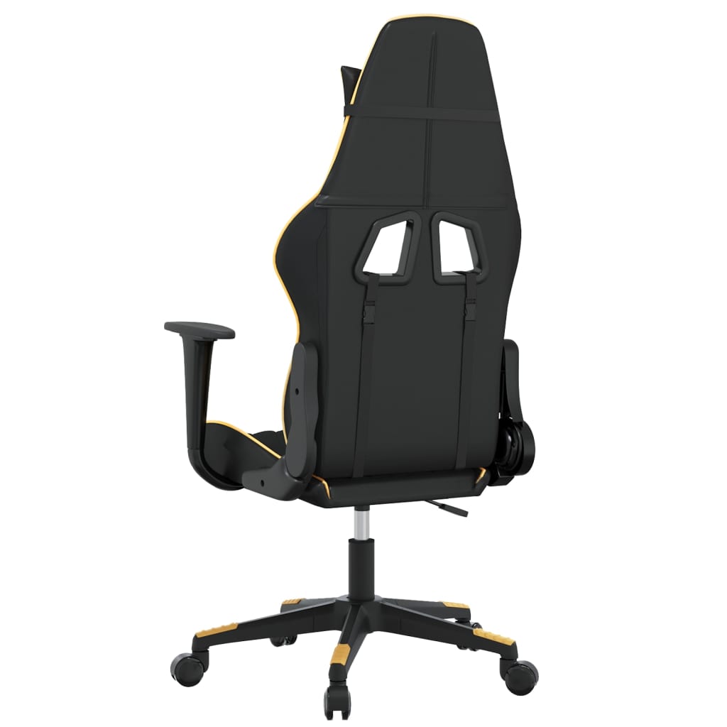 Gaming Chair with Massage Function Black & Gold Faux Leather