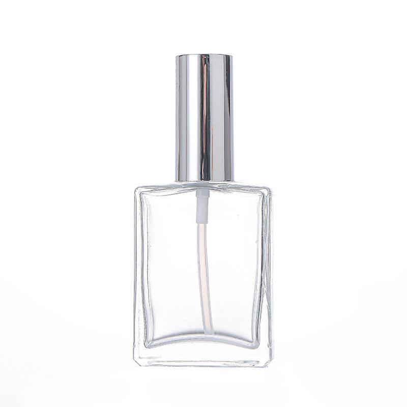 Portable Frosted Glass Perfume Spray Bottle - Transparent Flat Square Design