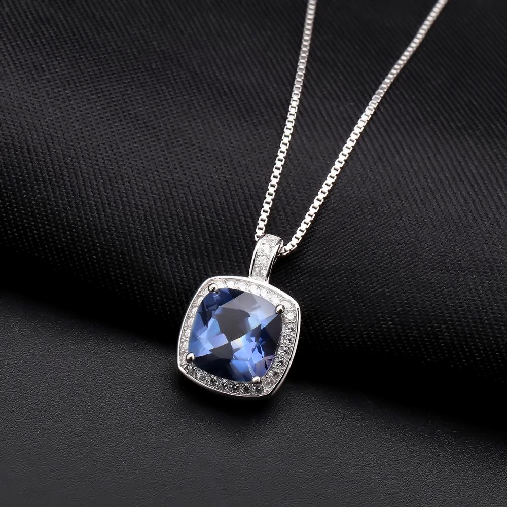 Supply Light Luxury Green Agate Pendant, High-End 925 Sterling Silver Inlaid Natural Gemstone Necklace Pendant.