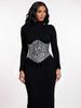 Herbst & Winter Strass-Bandage-Abendkleid mit langen Ärmeln