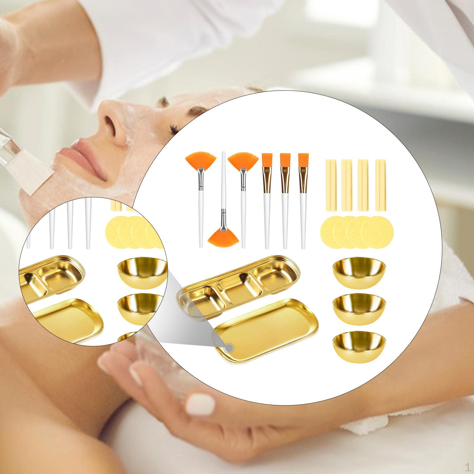 

21 Pieces Facial Bowls And Brushes Kit With Stainless Steel Face Mixing Multifunctional золотой