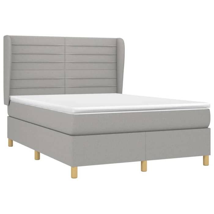 Maison Exclusive - Sommier à lattes de lit avec matelas Gris clair 140x190cm Tissu