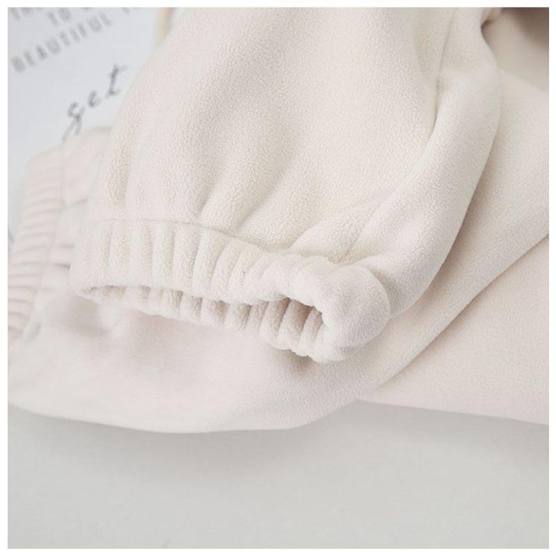 Soft Waxy Polar Fleece Cuffed Sweatpants Autumn Winter Plus Velvet Thickened Sports Casual Pants for Women